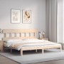 Double bed frame with solid wood headboard by , Beds and slatted bases - Ref: Foro24-3193611, Price: 132,51 €, Discount: %