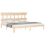 Double bed frame with solid wood headboard by , Beds and slatted bases - Ref: Foro24-3193611, Price: 132,51 €, Discount: %