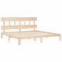 Double bed frame with solid wood headboard by , Beds and slatted bases - Ref: Foro24-3193611, Price: 132,51 €, Discount: %