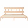 Double bed frame with solid wood headboard by , Beds and slatted bases - Ref: Foro24-3193611, Price: 132,51 €, Discount: %