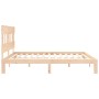 Double bed frame with solid wood headboard by , Beds and slatted bases - Ref: Foro24-3193611, Price: 132,51 €, Discount: %