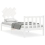 Single bed frame with white solid wood headboard by , Beds and slatted bases - Ref: Foro24-3193427, Price: 88,99 €, Discount: %