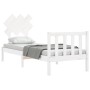 Single bed frame with white solid wood headboard by , Beds and slatted bases - Ref: Foro24-3193427, Price: 88,99 €, Discount: %