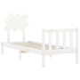 Single bed frame with white solid wood headboard by , Beds and slatted bases - Ref: Foro24-3193427, Price: 88,99 €, Discount: %