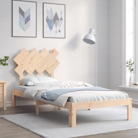 Estructura de cama con cabecero madera maciza de , Camas y somieres - Ref: Foro24-3193691, Precio: 85,99 €, Descuento: %