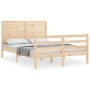 Bed frame with solid wood headboard 140x190 cm by , Beds and slatted bases - Ref: Foro24-3195006, Price: 155,10 €, Discount: %