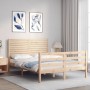 Bed frame with solid wood headboard 140x190 cm by , Beds and slatted bases - Ref: Foro24-3195006, Price: 155,10 €, Discount: %