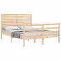 Bed frame with solid wood headboard 140x190 cm by , Beds and slatted bases - Ref: Foro24-3195006, Price: 155,10 €, Discount: %