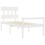 Bed for seniors with white solid wood headboard by , Beds and slatted bases - Ref: Foro24-3195377, Price: 128,67 €, Discount: %