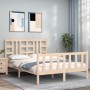 Estructura de cama de matrimonio con cabecero madera maciza de , Camas y somieres - Ref: Foro24-3191946, Precio: 153,21 €, De...