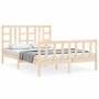 Estructura de cama de matrimonio con cabecero madera maciza de , Camas y somieres - Ref: Foro24-3191946, Precio: 153,21 €, De...