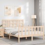 Estructura de cama de matrimonio con cabecero madera maciza de , Camas y somieres - Ref: Foro24-3191946, Precio: 153,21 €, De...