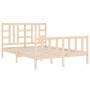 Estructura de cama de matrimonio con cabecero madera maciza de , Camas y somieres - Ref: Foro24-3191946, Precio: 153,21 €, De...