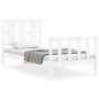 White solid wood bed frame with headboard 100x200 cm by , Beds and slatted bases - Ref: Foro24-3192222, Price: 136,83 €, Disc...