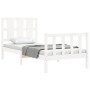 White solid wood bed frame with headboard 100x200 cm by , Beds and slatted bases - Ref: Foro24-3192222, Price: 136,83 €, Disc...