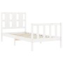 White solid wood bed frame with headboard 100x200 cm by , Beds and slatted bases - Ref: Foro24-3192222, Price: 136,83 €, Disc...