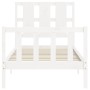 White solid wood bed frame with headboard 100x200 cm by , Beds and slatted bases - Ref: Foro24-3192222, Price: 136,83 €, Disc...