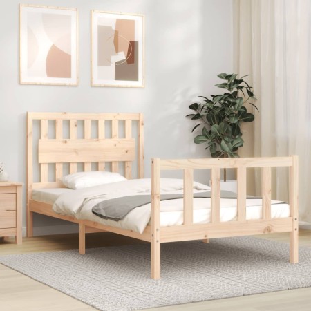 Estructura de cama con cabecero madera maciza 100x200 cm de , Camas y somieres - Ref: Foro24-3192416, Precio: 137,64 €, Descu...