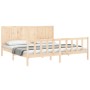 Double bed frame with solid wood headboard by , Beds and slatted bases - Ref: Foro24-3192636, Price: 209,94 €, Discount: %