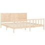 Double bed frame with solid wood headboard by , Beds and slatted bases - Ref: Foro24-3192636, Price: 209,94 €, Discount: %