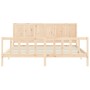 Double bed frame with solid wood headboard by , Beds and slatted bases - Ref: Foro24-3192636, Price: 209,94 €, Discount: %