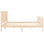 Double bed frame with solid wood headboard by , Beds and slatted bases - Ref: Foro24-3192636, Price: 209,94 €, Discount: %