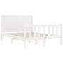 Estructura cama de matrimonio con cabecero madera maciza blanco de , Camas y somieres - Ref: Foro24-3192727, Precio: 202,87 €...