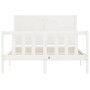 Estructura cama de matrimonio con cabecero madera maciza blanco de , Camas y somieres - Ref: Foro24-3192727, Precio: 202,87 €...