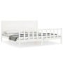 Double bed frame with white solid wood headboard by , Beds and slatted bases - Ref: Foro24-3192767, Price: 225,48 €, Discount: %