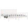 Double bed frame with white solid wood headboard by , Beds and slatted bases - Ref: Foro24-3192767, Price: 225,48 €, Discount: %