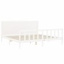 Double bed frame with white solid wood headboard by , Beds and slatted bases - Ref: Foro24-3192767, Price: 225,48 €, Discount: %