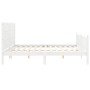 Double bed frame with white solid wood headboard by , Beds and slatted bases - Ref: Foro24-3192767, Price: 225,48 €, Discount: %