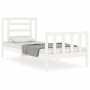 Single bed frame with white solid wood headboard by , Beds and slatted bases - Ref: Foro24-3192842, Price: 105,99 €, Discount: %