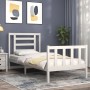 Single bed frame with white solid wood headboard by , Beds and slatted bases - Ref: Foro24-3192842, Price: 105,99 €, Discount: %