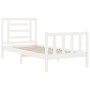 Single bed frame with white solid wood headboard by , Beds and slatted bases - Ref: Foro24-3192842, Price: 105,99 €, Discount: %