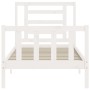 Single bed frame with white solid wood headboard by , Beds and slatted bases - Ref: Foro24-3192842, Price: 105,99 €, Discount: %