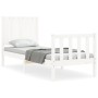 Estructura de cama individual con cabecero madera maciza blanco de , Camas y somieres - Ref: Foro24-3192907, Precio: 121,61 €...