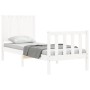 Estructura de cama individual con cabecero madera maciza blanco de , Camas y somieres - Ref: Foro24-3192907, Precio: 121,61 €...