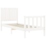 Estructura de cama individual con cabecero madera maciza blanco de , Camas y somieres - Ref: Foro24-3192907, Precio: 121,61 €...