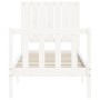 Estructura de cama individual con cabecero madera maciza blanco de , Camas y somieres - Ref: Foro24-3192907, Precio: 121,61 €...