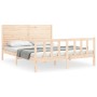 Estructura de cama de matrimonio con cabecero madera maciza de , Camas y somieres - Ref: Foro24-3193211, Precio: 193,84 €, De...