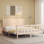 Estructura de cama de matrimonio con cabecero madera maciza de , Camas y somieres - Ref: Foro24-3193211, Precio: 193,84 €, De...