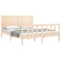 Estructura de cama de matrimonio con cabecero madera maciza de , Camas y somieres - Ref: Foro24-3193211, Precio: 193,84 €, De...