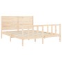 Estructura de cama de matrimonio con cabecero madera maciza de , Camas y somieres - Ref: Foro24-3193211, Precio: 193,84 €, De...