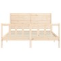 Estructura de cama de matrimonio con cabecero madera maciza de , Camas y somieres - Ref: Foro24-3193211, Precio: 193,84 €, De...