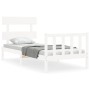 Single bed frame with white solid wood headboard by , Beds and slatted bases - Ref: Foro24-3193232, Price: 88,37 €, Discount: %