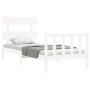 Single bed frame with white solid wood headboard by , Beds and slatted bases - Ref: Foro24-3193232, Price: 88,37 €, Discount: %