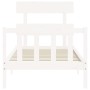 Single bed frame with white solid wood headboard by , Beds and slatted bases - Ref: Foro24-3193232, Price: 88,37 €, Discount: %