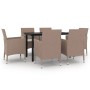 Garden dining set 7 pieces and synthetic rattan and glass cushions by , Garden sets - Ref: Foro24-3099706, Price: 489,60 €, D...