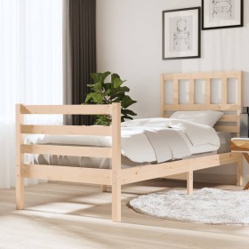 Solid wood single bed frame 90x190 cm by , Beds and slatted bases - Ref: Foro24-3101053, Price: 95,99 €, Discount: %